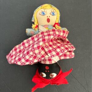 Reversible Rag Doll White and Black with Red and Blue Outfit
